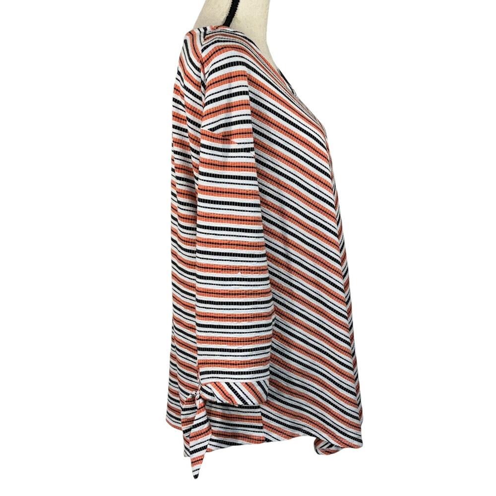 Ruby Rd 1X-Large Top Striped 3/4 Sleeves Stretch Round Neck Pullover Multicolor - Picture 3 of 9